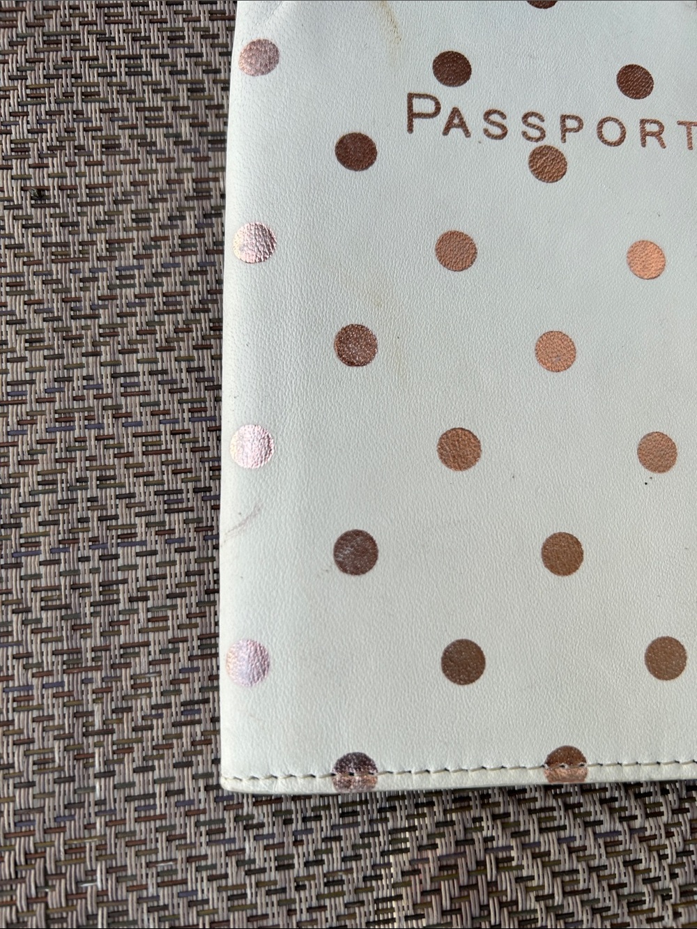 J. Crew cream colored passport case featuring rose gold dot accents. - Picture 6 of 6